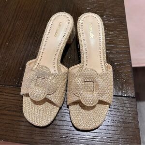 Larroude Flora 45MM Metallic Raffia Mules
